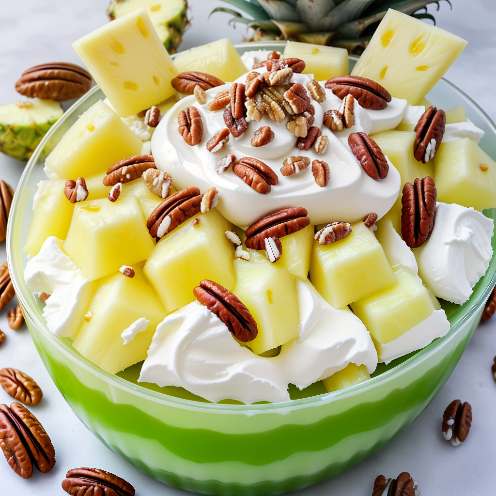 lime jello salad with cream cheese pineapple and pecans