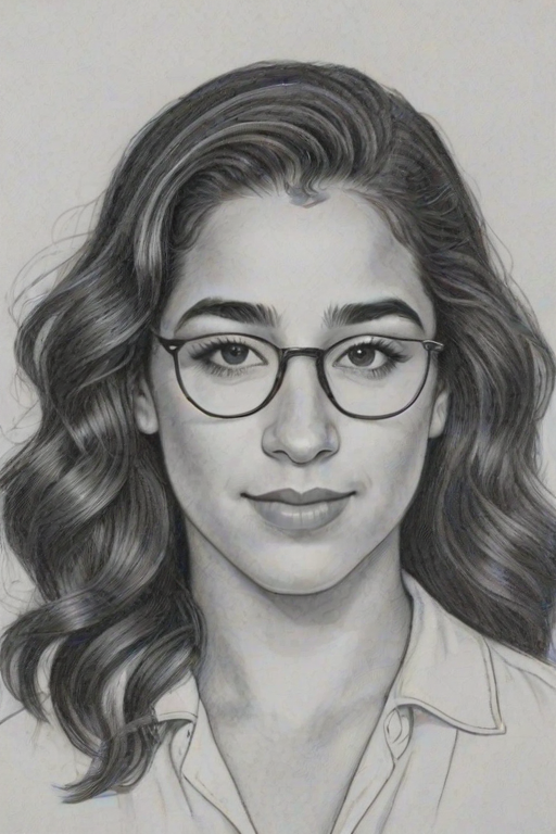 Dazzling Aly Raisman, pencil sketch, portrait of Pleasing woman 1921s in glasses, hair style beatnik, outline, clear lines, fine lines, 8k