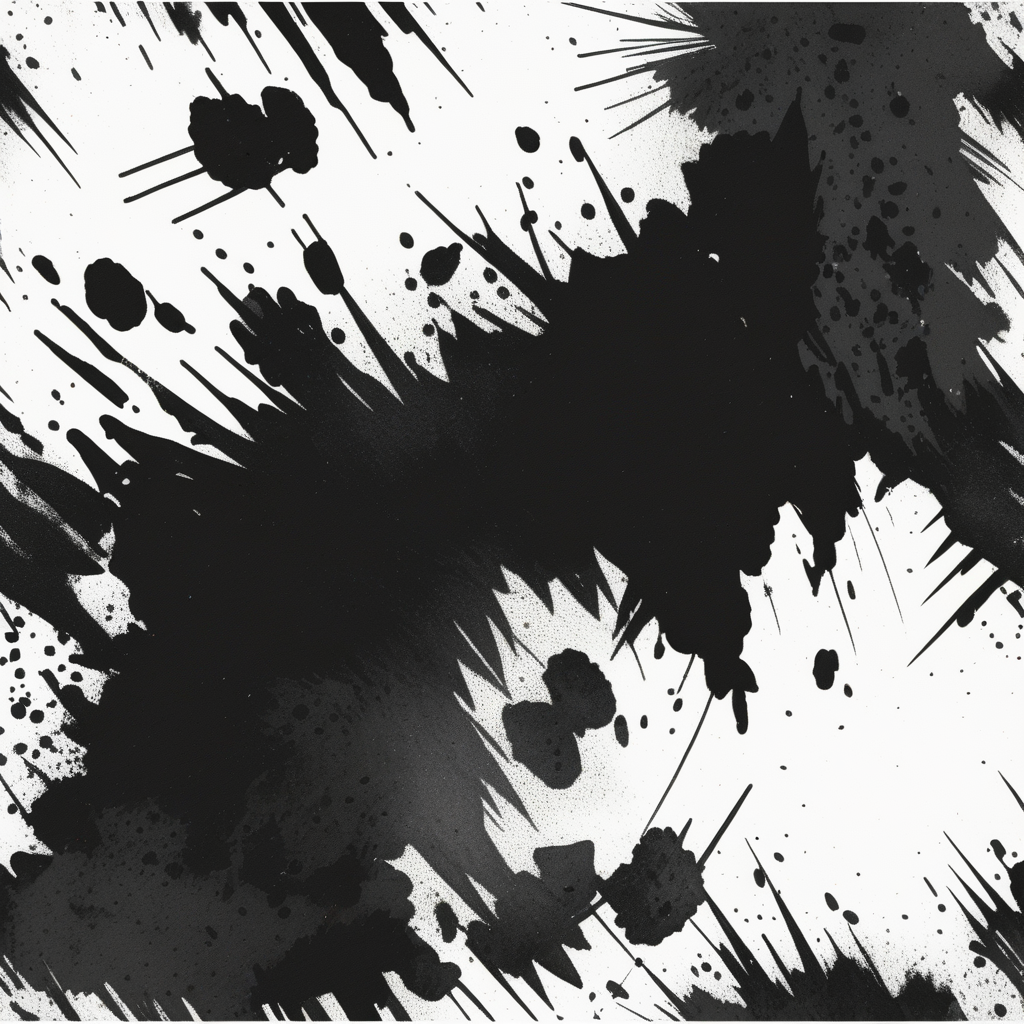 Dynamic Black and White Abstract Art with Bold Splashes and Streaks