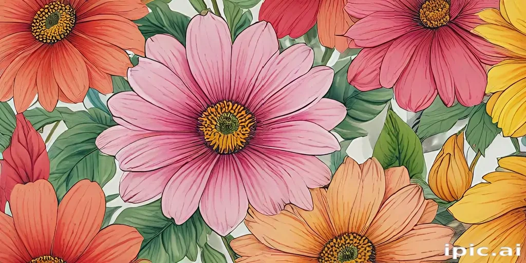 flower drawing images with colour