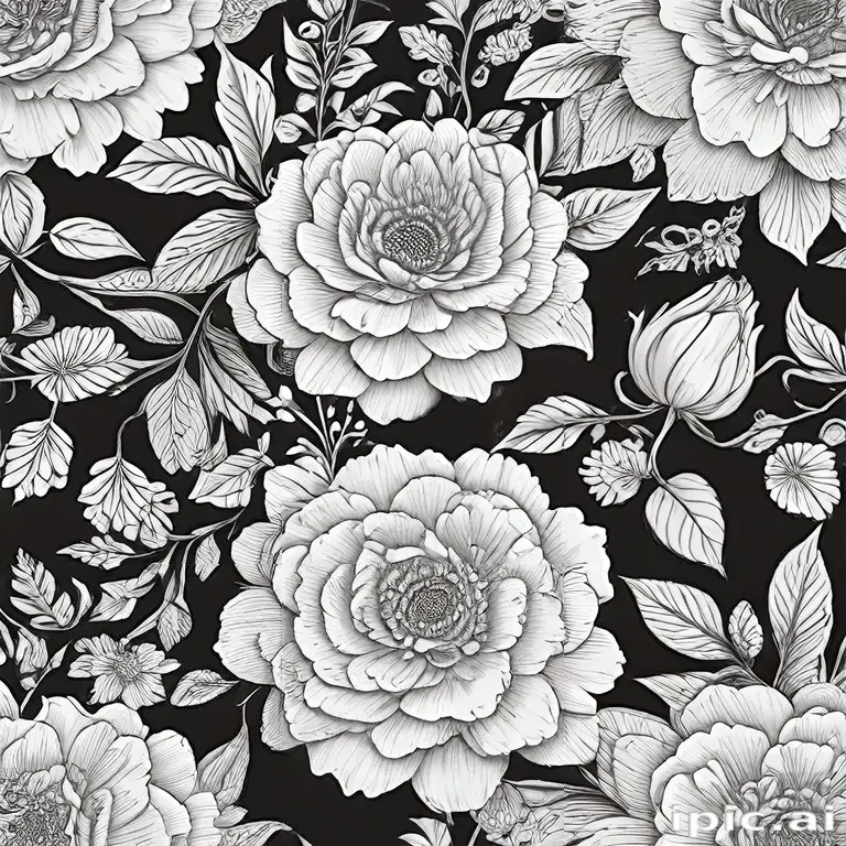 floral line art