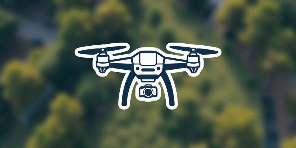 Create a stylized icon of a drone with a modern look, using a wide-angle lens, f/2.8 aperture, ISO 100, shot in natural light from an aerial perspective, using a DSLR camera for high resolution.
