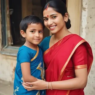 indian son with mom