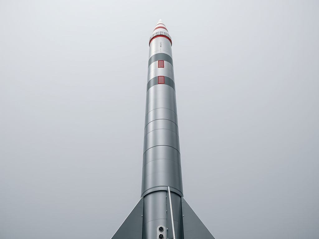 high-resolution image of a detailed rocket design against a plain background, taken with a Canon EOS 5D Mark IV, 50mm lens, aperture f/8, ISO 100, shot from a low angle for dramatic effect, emphasizing height and structure, soft lighting to enhance details