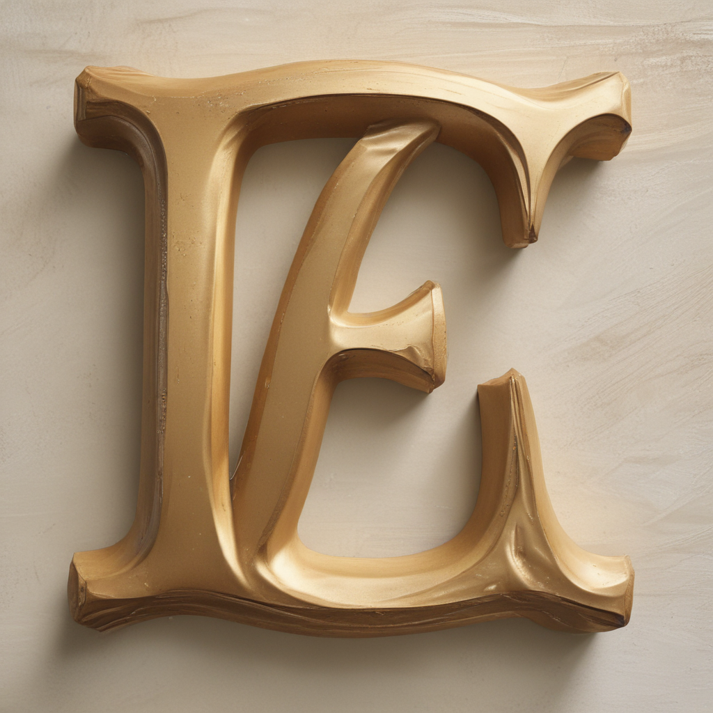 Elegant Decorative Letter E in Shiny Gold Finish for Stylish Interiors
