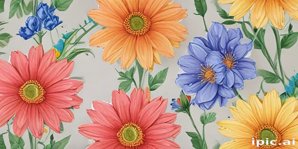 drawings of flowers with color