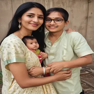 mom and son indian