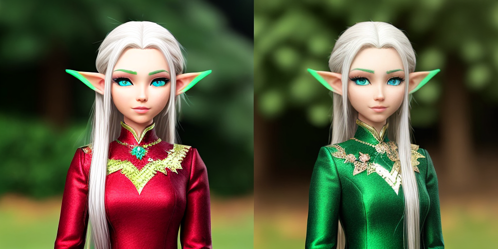 A beautiful elf with white hair and green eyes
