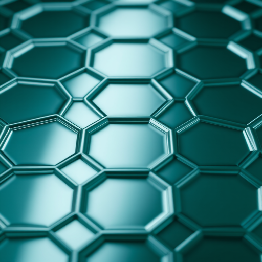 Captivating close-up of a seamless hexagonal pattern with a smooth, reflective surface, f/5.6, ISO 200, 1/125 sec, shot with a macro lens on a DSLR, top-down view, high-resolution.