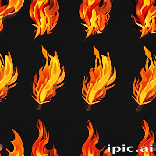 Vibrant Flames Dancing Against a Dark Background in Repeated Pattern