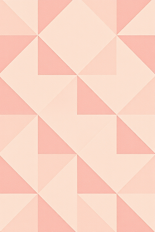 Create a seamless pattern of interlocking triangles in varying shades of pink, peach, and cream, with a soft pastel color palette and a subtle texture reminiscent of fabric, using a Canon EOS R5 with a 50mm f/1.2 lens, aperture set to f/8, ISO 100, and a shallow depth of field for a smooth background.