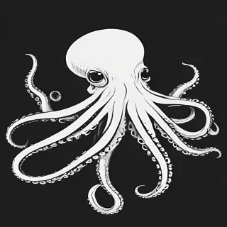 octopus clipart black and white
