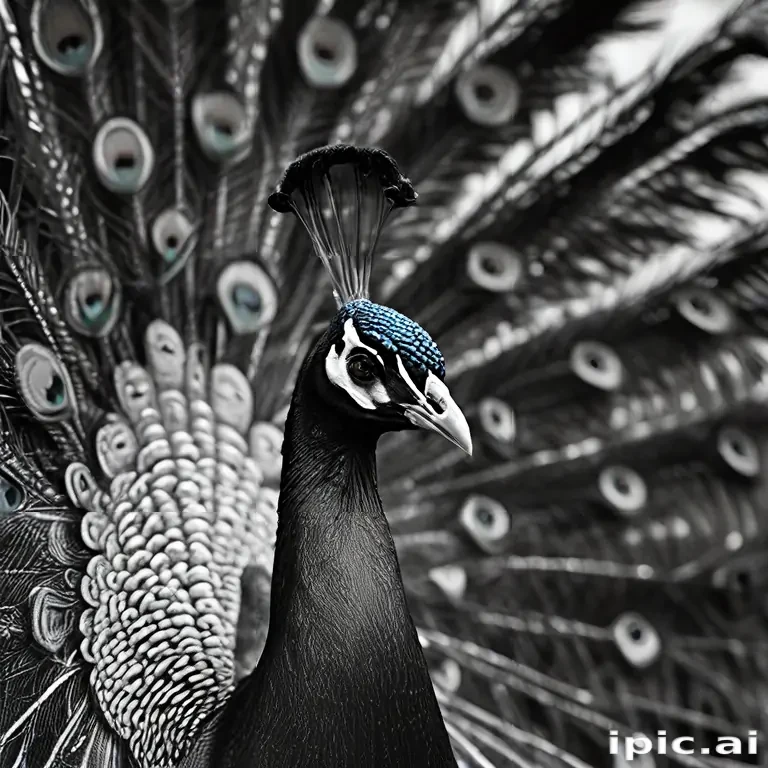 peacock black and white