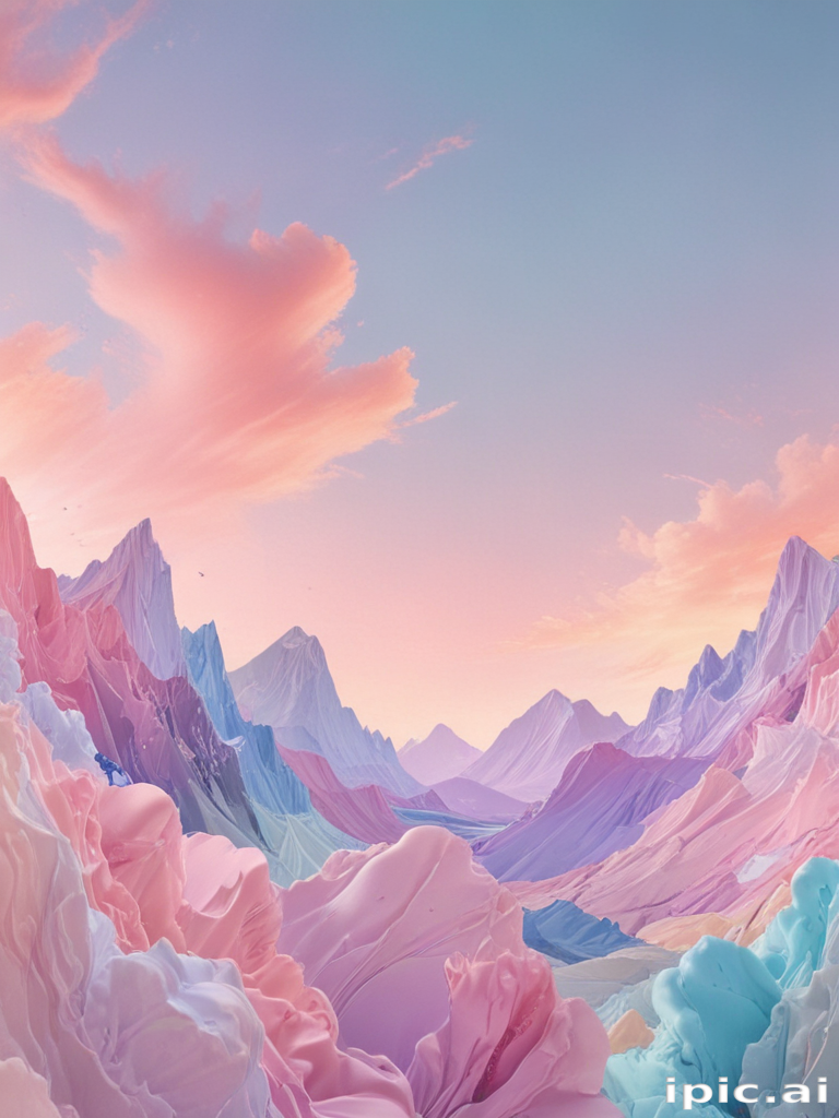 Serene Landscape of Colorful Mountains Under a Tranquil Pastel Sky