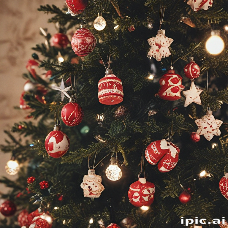 Beautifully Decorated Christmas Tree with Red and White Ornaments and ...