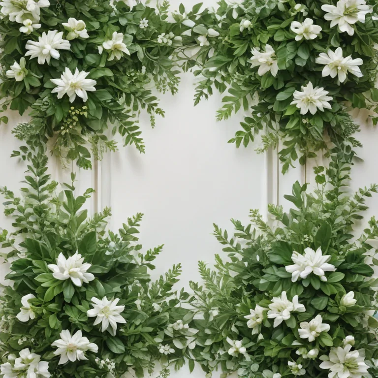white and greenery background