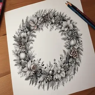 wreath drawing