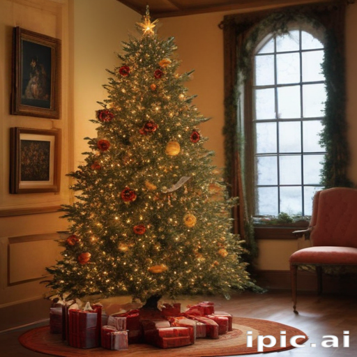 Cozy Living Room Decorated for Christmas with a Beautiful Tree and Gifts