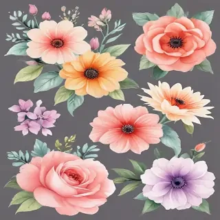 clipart watercolor flowers