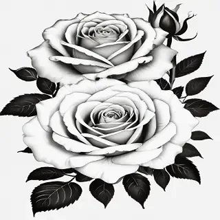 roses clipart black and white