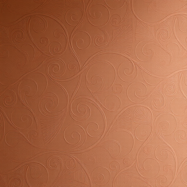 regenerate a high-resolution image of a textured brown wallpaper with intricate swirls, using a Canon EOS R5 with a 50mm f/1.2 lens, aperture set to f/8, ISO 100, shot at a straight-on view in natural lighting.