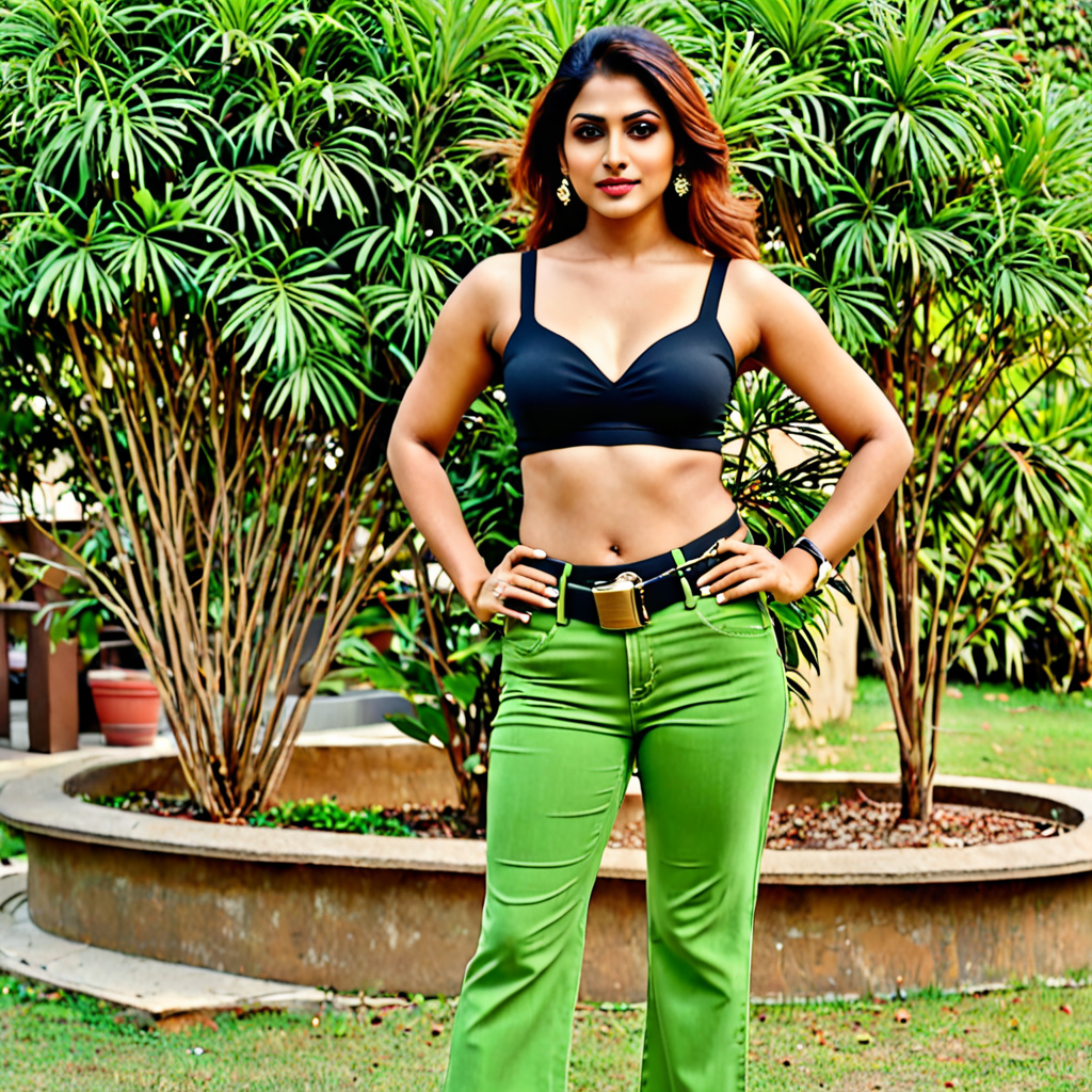 Ai Image Generator - Ai Art Generator - High Quality and 100% Unique Images  - iPic.Ai bhabhi in green jeans with black belt and green bra