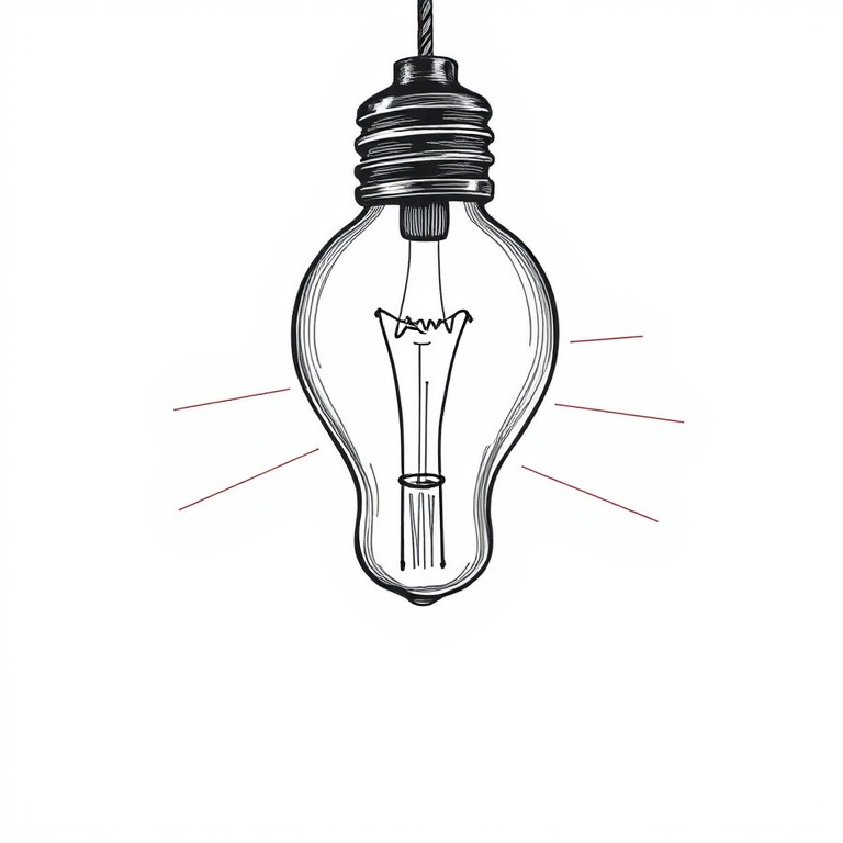 Create a highly detailed illustration of a light bulb with intricate line work, using a DSLR camera, 50mm lens, f/1.8 aperture, ISO 100, shot at a 45-degree angle, in natural light for crispness and clarity.