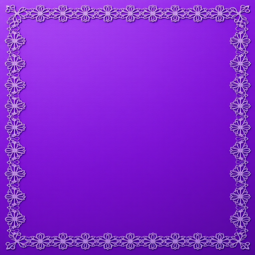 A plain purple background with a delicate lace border, captured using a DSLR camera, aperture f/4, shutter speed 1/125s, ISO 100, shot from a straight-on view to enhance texture and detail.