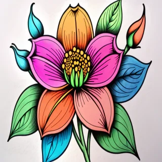 flower drawings with color