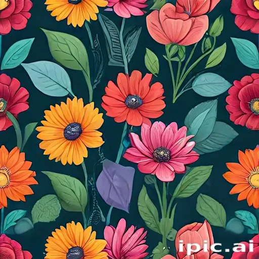 drawings of flowers in color