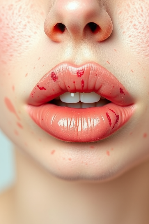 Dusty rose lips with watercolor-inspired splatters in various pastel hues, christened "Impressionist's Muse," create a soft and artistic look with a creamy finish for gallery openings