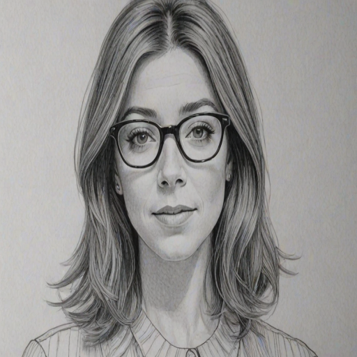 Resplendent Alyson Hannigan, pencil sketch, portrait of Lovely woman 1968s in glasses, hair style beatnik, outline, clear lines, fine lines, 8k