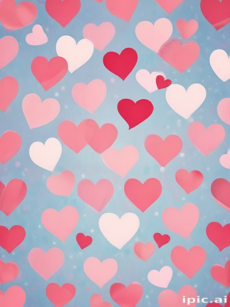 Colorful Hearts Floating Against a Soft Blue Background Full of Love