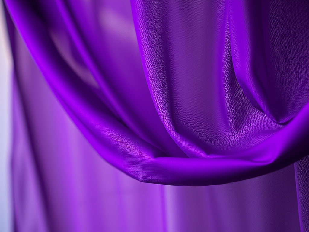 Capture a rich, textured purple fabric draping elegantly, soft natural lighting, shallow depth of field, taken with a DSLR camera at f/2.8, ISO 100, 50mm lens, with a slight vignette for emphasis on the fabric.