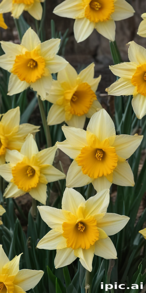 Vibrant Yellow Daffodils Blooming Beautifully in a Spring Garden Setting