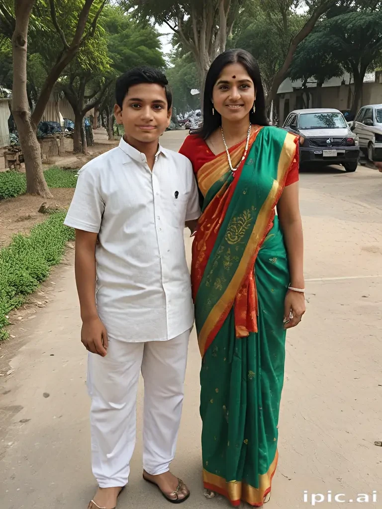 mom and son indian