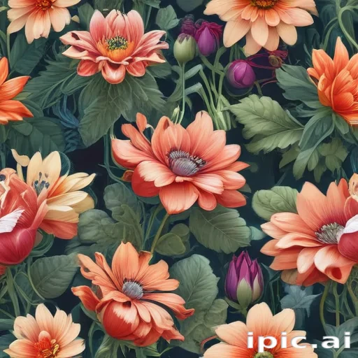 colored drawings of flowers