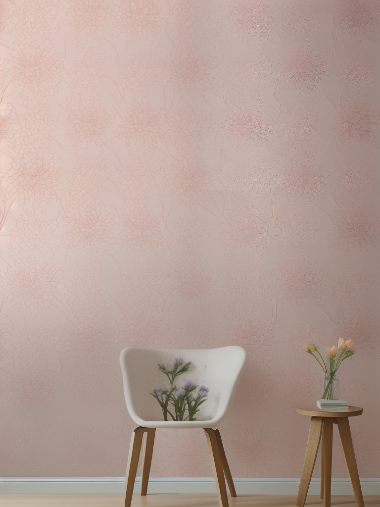 Elegant Interior Design Featuring Soft Pink Floral Wallpaper and ...