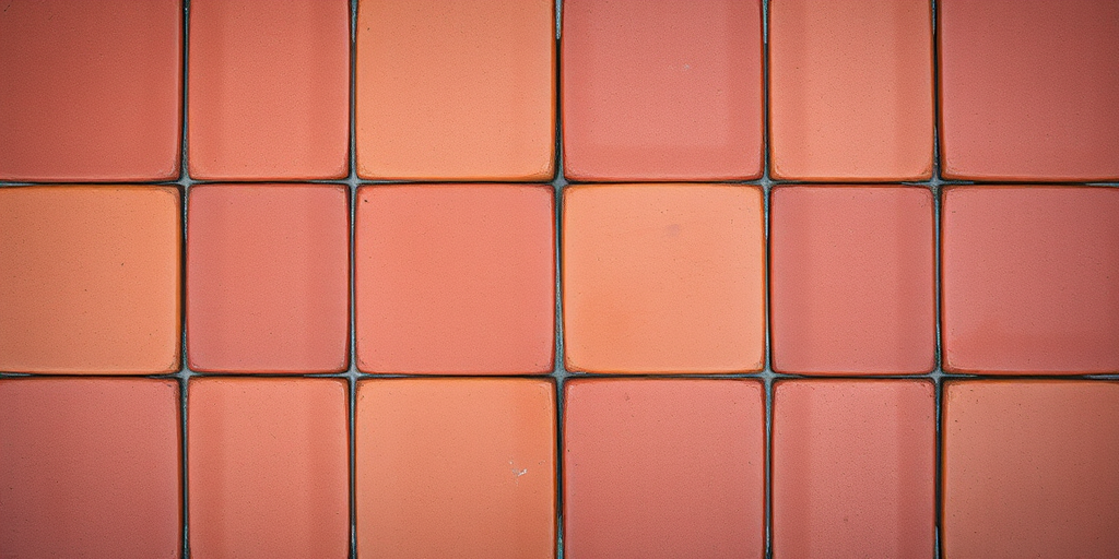 regenerate a texture image of a tiled surface with 16 square terracotta tiles arranged in a grid, using a DSLR camera, ISO 100, aperture f/8, shutter speed 1/60, top-down view, natural lighting, high dynamic range editing for enhanced color depth and clarity