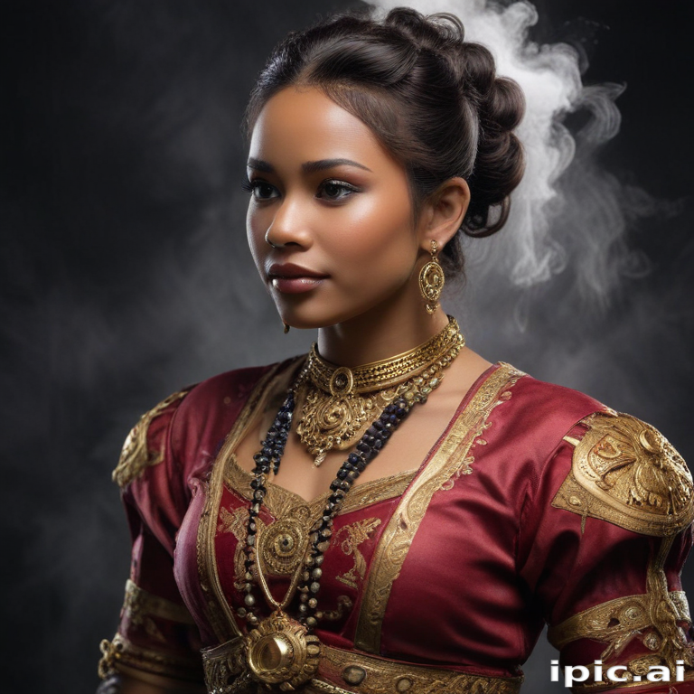 Elegant Portrait of a Woman in Traditional Regal Attire and Jewelry