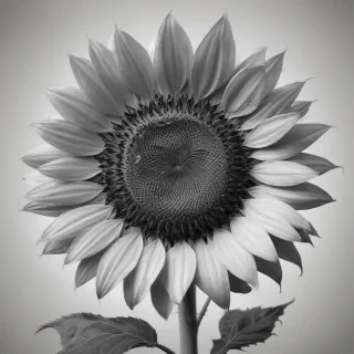 clip art sunflower black and white