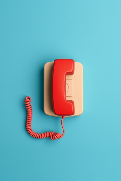 Create a high-resolution image of a telephone icon against a solid blue background using a DSLR camera with a 50mm lens, aperture f/2.8, ISO 100, and a centered composition.
