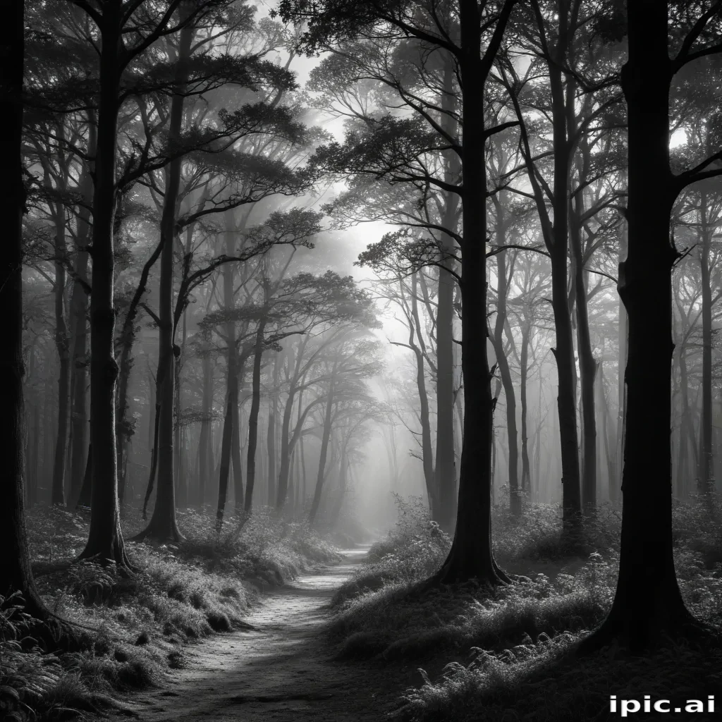 forest clipart black and white