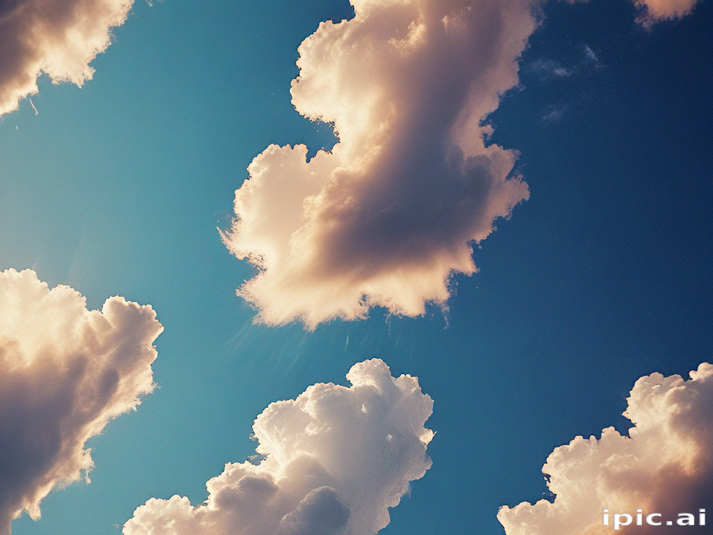 Fluffy White Clouds Floating Gracefully Against a Bright Blue Sky