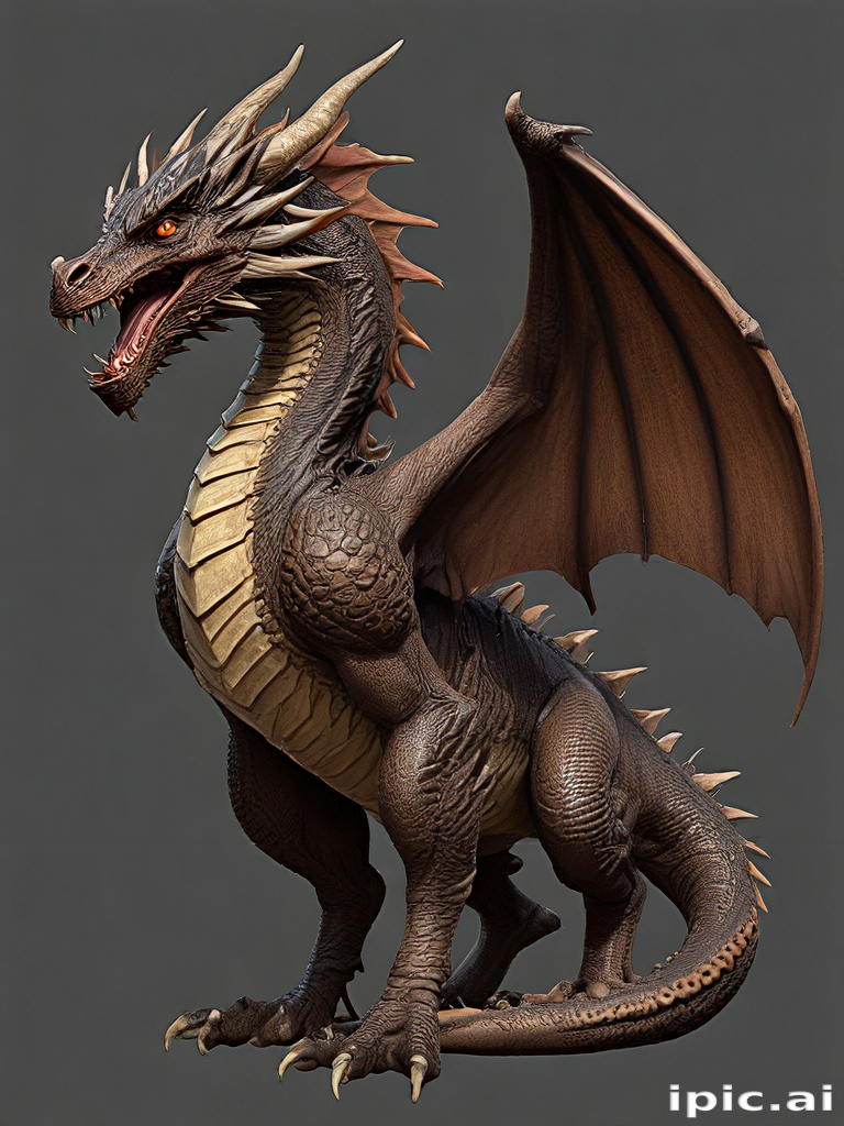 Majestic Dragon with Impressive Wings and Detailed Scales in Fierce Pose
