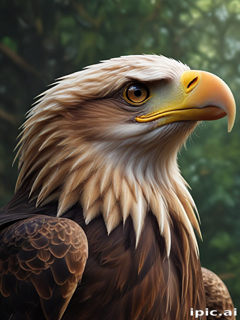 Majestic Eagle Portrait Showcasing Detailed Feathers and Intense Gaze