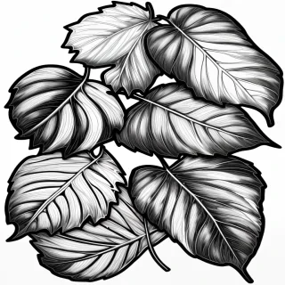 leaf clip art black and white