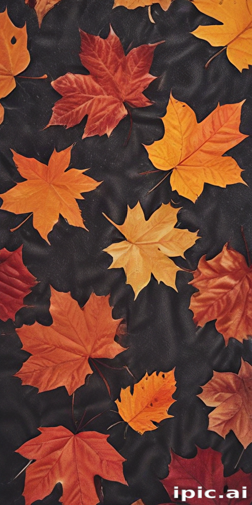 Autumn Leaves Spread Across a Dark Background in Vibrant Colors