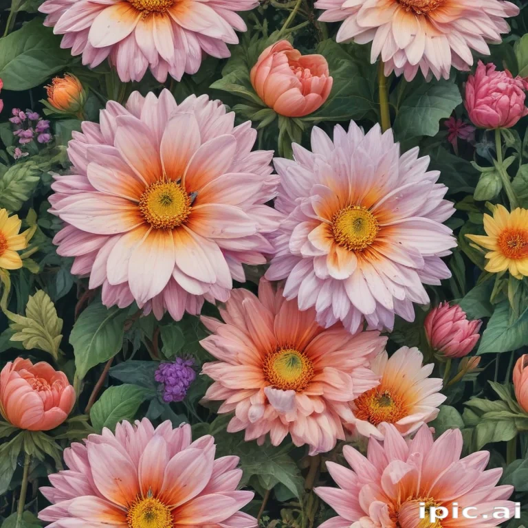 colored drawings of flowers