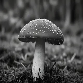 mushroom black and white